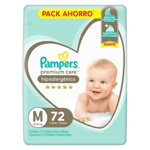 PAMPERS PAÑALES DESECHABLES PREMIUM CARE M X 72 UNDS