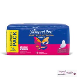 SIEMPRE LIBRE TOALLAS FEMENINAS ADAPT PLUS ULTRAFINA SUAVE CON ALAS 16 UNDS