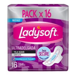 LADYSOFT TOALLAS FEMENINAS TELA SUAVE CON ALAS ULTRADELGADA 16 UNDS
