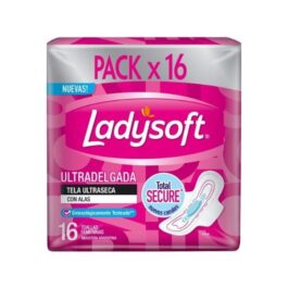 LADYSOFT TOALLAS FEMENINAS TELA ULTRASECA CON ALAS 16 UNDS