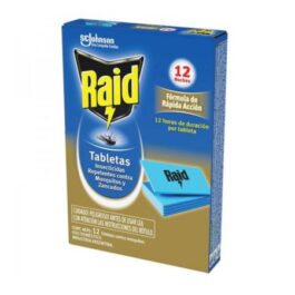 RAID TABLETAS INSECTICIDAS REPELENTE  CONTRA MOSQUITOS  Y ZANCUDOS 12 UNDS