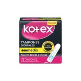KOTEX TAMPONES DIGITALES FLUJO MODERADO A INTENSO MEDIO 8 UNDS