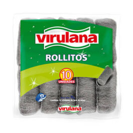 VIRULANA ROLLITOS DE LANA DE ACERO LIMPIAN Y DAN BRILLO 10 UND