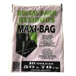 MAXI BAG BOLSAS PARA RESIDUOS MAXIMA RESISTENCIA 50X70 CM 10 UND